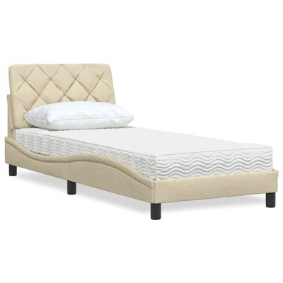 Bed met matras stof crèmekleurig 80x200 cm