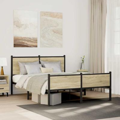Bedframe zonder matras metaal sonoma eikenkleurig 140x200 cm
