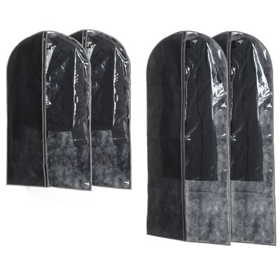 Set van 10x stuks kledinghoezen grijs 135/100 cm inclusief kledinghangers