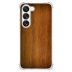 Samsung Galaxy S23 Stevig Telefoonhoesje Donker Hout