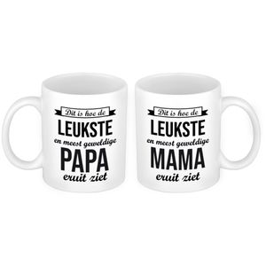 Leukste en meest geweldige papa en mama mok - Cadeau beker set voor Papa en Mama   -