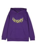 Versace Kids hoodie en coton à logo imprimé - Violet