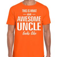 Awesome Uncle / oom cadeau t-shirt oranje heren - thumbnail