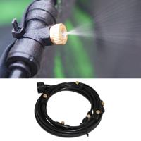 Outdoor gazon tuin PE slang mist gieter lijn Misting koeling systeem met 26 x mist nozzles lengte: 18m (zwart)