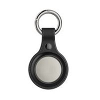 AirTag case Litchi Texture series - siliconen sleutelhanger met ring - zwart - thumbnail