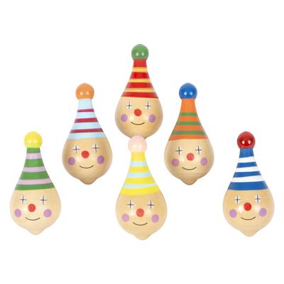 Small Foot houten tol clown, 6st.