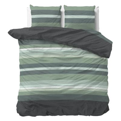 Dekbedovertrek Gradient Stripe - Tweepersoons (200x200 cm) - Groen Microvezel - Dessin: - Sleeptime Classy - Dekbed-Discounter.nl