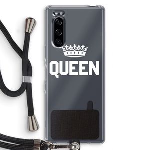 Queen zwart: Sony Xperia 5 Transparant Hoesje met koord