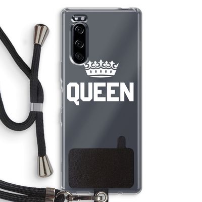 Queen zwart: Sony Xperia 5 Transparant Hoesje met koord