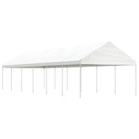 Prieel met dak 13,38x4,08x3,22 m polyetheen wit