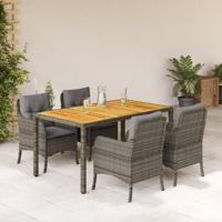5-delige Tuinset met kussens poly rattan grijs