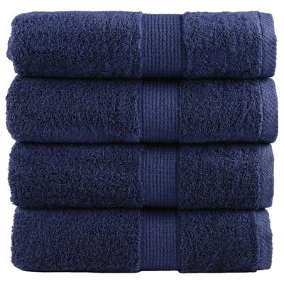 VidaXL Premium washandjes solund 4 stuks marineblauw 30x30 cm 600 g/m²