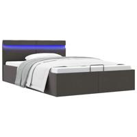 Bedframe met opbergruimte en LED stof donkergrijs 140x200 cm