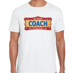Super coach cadeau / kado t-shirt vintage wit voor heren 2XL  -