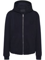 Prada hoodie zippé en laine - Bleu - thumbnail