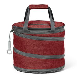 Koeltas - rood - opvouwbaar - 30 x 26 cm - 15 liter - met rits en flesopener - polyester