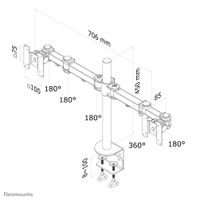 Neomounts FPMA-D960D Monitor-tafelbeugel 2-voudig 25,4 cm (10) - 68,6 cm (27) Zwart Kantelbaar, Zwenkbaar, Roteerbaar - thumbnail