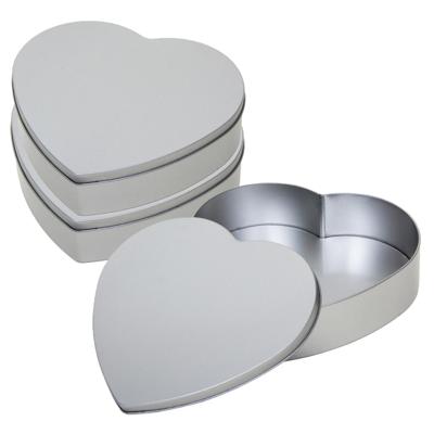 Hartje cadeau opbergblik/bewaarblik - 3x - 18 x 17 cm - Cadeauverpakking - zilver - Valentijn