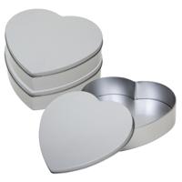 Hartje cadeau opbergblik/bewaarblik - 3x - 18 x 17 cm - Cadeauverpakking - zilver - Valentijn