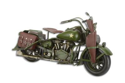 EEN BLIKKEN MODEL VAN EEN MILITAIRE MOTORFIETS-Bruin-Groen