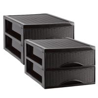 Ladekastje bureau organizer SORTED - 4x - 2 lades - donkerbruin - L26 x B35 x H19 cm - kunststof Ladekastje bureau organizer SORTED - 4x - 2 lades - donkerbruin - L26 x B35 x H19 cm - kunststof