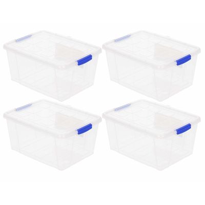8x Opslagbakken/organizers met deksel 16 liter 40 cm transparant