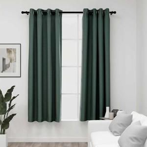 VidaXL Gordijnen linnen-look verduisterend ogen 2 st 140x175 cm groen