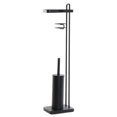 Luxe RVS wc/toiletborstel toiletgarnituur zwart 81 cm