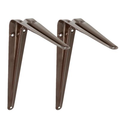 AMIG Plankdrager/planksteun van metaal - 2x - gelakt bruin - H200 x B150 mm AMIG Plankdrager/planksteun van metaal - 2x - gelakt bruin - H200 x B150 mm