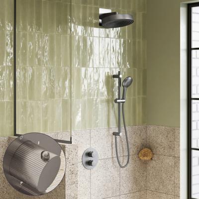 Regendouche set SaniClear Evolution Stripes | 30 cm | Incl.Inbouwdeel | 2 standen handdouche | Met glijstang | RVS