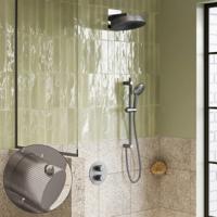 Regendouche set SaniClear Evolution Stripes | 30 cm | Incl.Inbouwdeel | 2 standen handdouche | Met glijstang | RVS