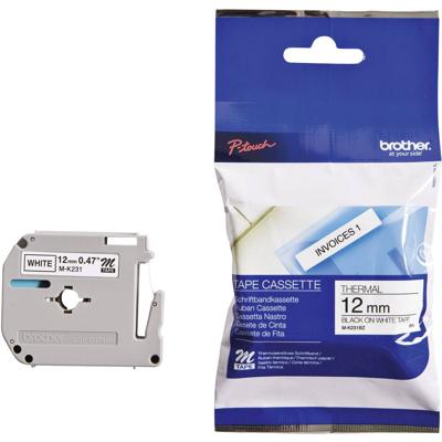 Brother M-K231 Labeltape Kunststof Tapekleur: Wit Tekstkleur: Zwart 12 mm 8 m