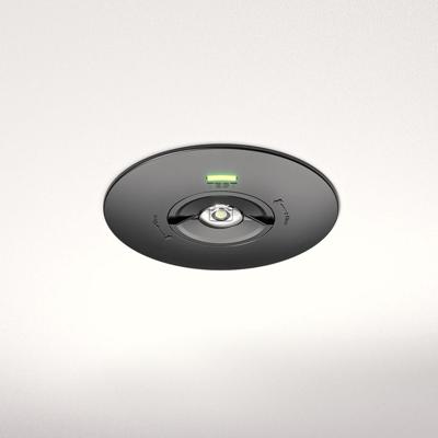 Locus - LED Inbouwspot Noodverlichting Zwart - 2 Watt 300 Lumen - Verwisselbare Lens - IP20 voor binnen - 3 uur noodaccu (3300mAh) - 6500K daglicht wit