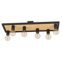 Eglo 6-lichts plafondlampConsett zwart met hout - 43724