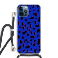 Blue Leopard: iPhone 12 Pro Max Transparant Hoesje met koord