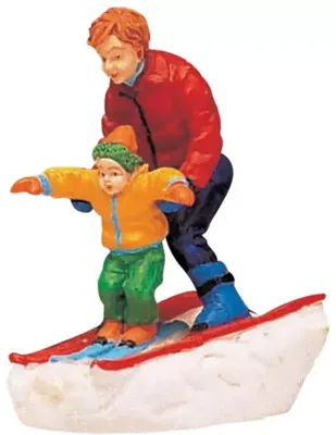 Lemax father & son skiing kerstdorp figuur type 2 Vail Village 1996