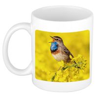 Dieren foto mok blauwborst vogel - vogels beker wit 300 ml - thumbnail