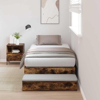 Opbergbedframe Gerookt eiken 236.5 x 80 x 31.5 cm Bewerkt hout