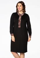 Yoek Jurk met panterprint details | Zwart | Maat 58/60