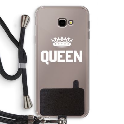 Queen zwart: Samsung Galaxy J4 Plus Transparant Hoesje met koord