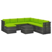 vidaXL 9-delige Loungeset pallet met kussens massief grenenhout - thumbnail