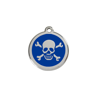Cross Bone Navy roestvrijstalen hondenpenning small/klein dia. 2 cm - Reddingo