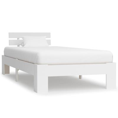 Bedframe massief grenenhout wit 90x200 cm