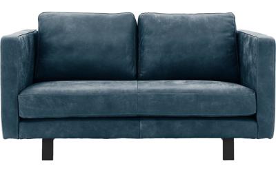 Goossens Excellent Bank Nuance blauw, leer, 2,5-zits, urban industrieel