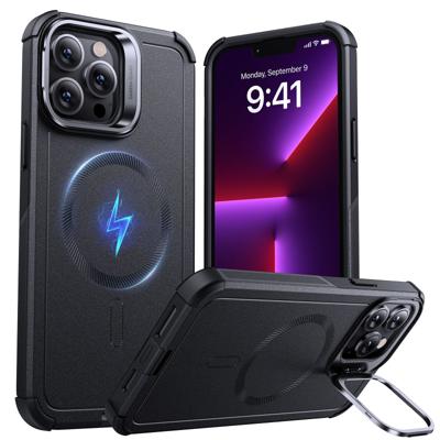 iPhone 13 Pro Cyber Tough Magnetic Case (Stash Stand) - Black