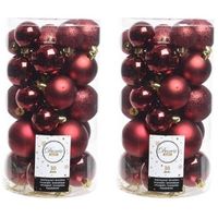 60x Kunststof kerstballen glanzend/mat/glitter donkerrode kerstboom versiering/decoratie   - - thumbnail