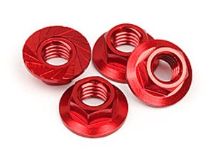 HPI - Serrated flange nut m4 (red/4pcs) (87269)