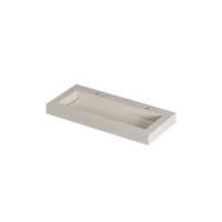 INK Pitch Wastafel keramische slab centraal met drain en front en side skirts 2 kraangaten 100x45x9 Travertin mat