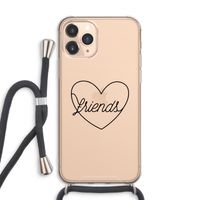 Friends heart black: iPhone 11 Pro Max Transparant Hoesje met koord