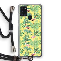 Flamingo party: Samsung Galaxy A21s Transparant Hoesje met koord